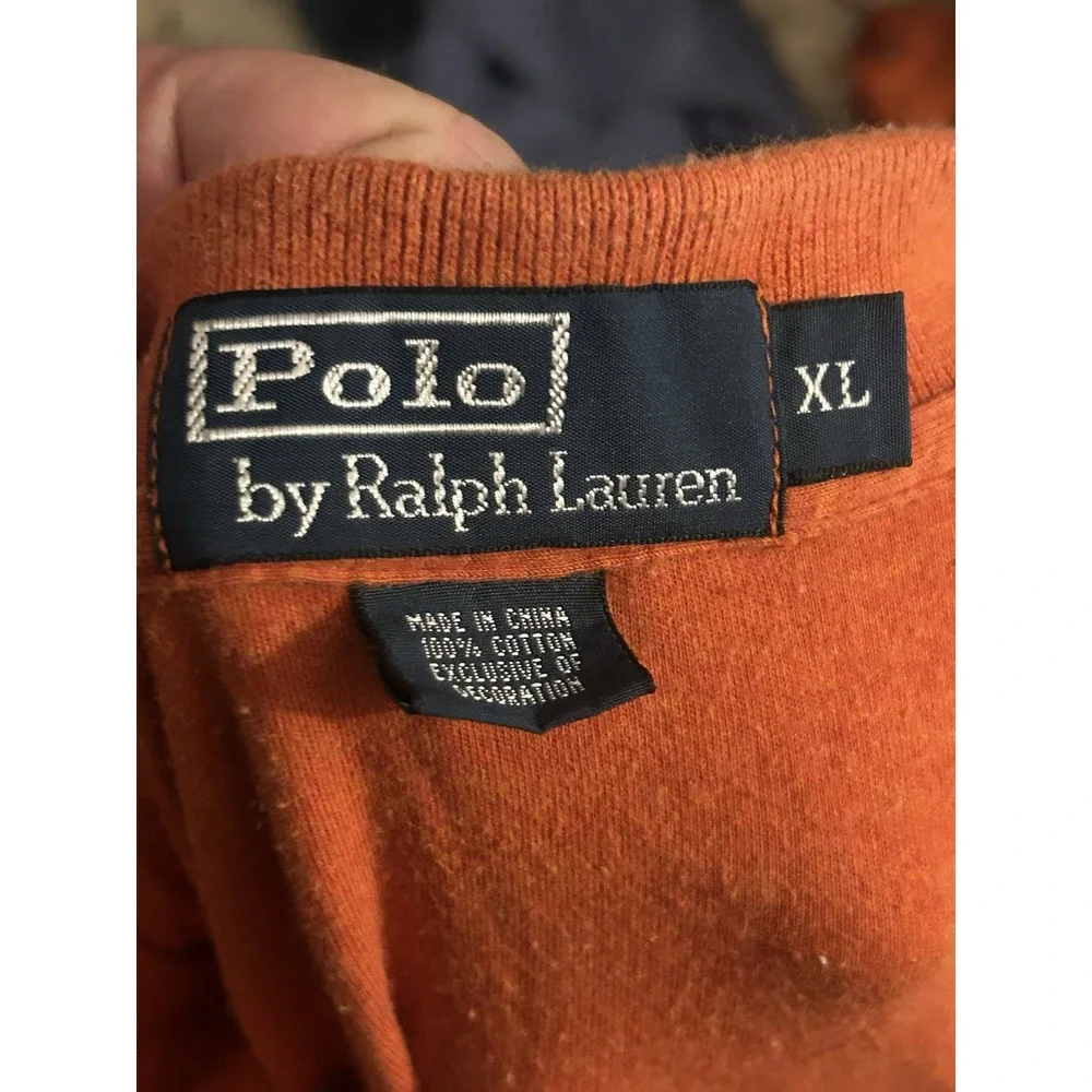 Polo Ralph Lauren Polo Shirt Mens XL‎ Orange Green Pony Vintage 592